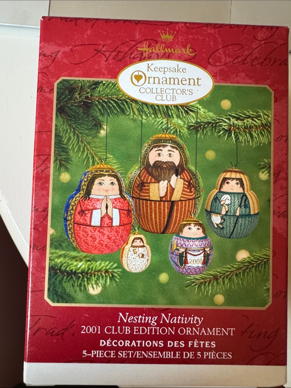 Hallmark Nesting Nativity Ornament Set in Red, Green and Gold